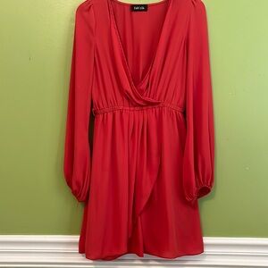EUC Fab’rik Rust Colored Faux Wrap Dress